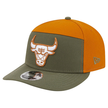 Chicago Bulls Two-Tone Color Pack Split Panel 9FIFTY Adjustable Hat - Olive/Burnt Orange | New Era sale