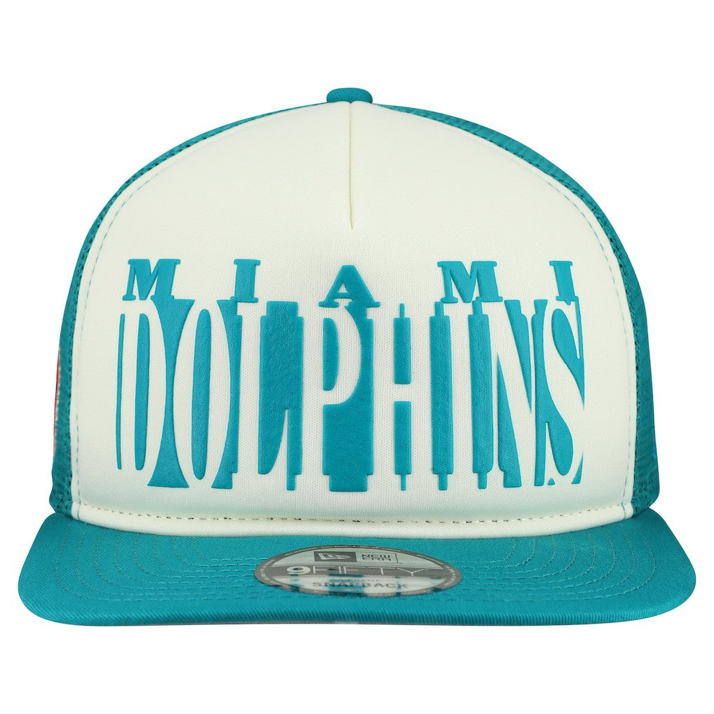 Miami Dolphins New Era Throwback Cutout A-Frame 9FIFTY Snapback Hat - Cream/Aqua outlet