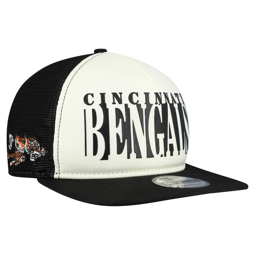 Cincinnati Bengals New Era Throwback Cutout A-Frame 9FIFTY Snapback Hat - Cream/Black cheap