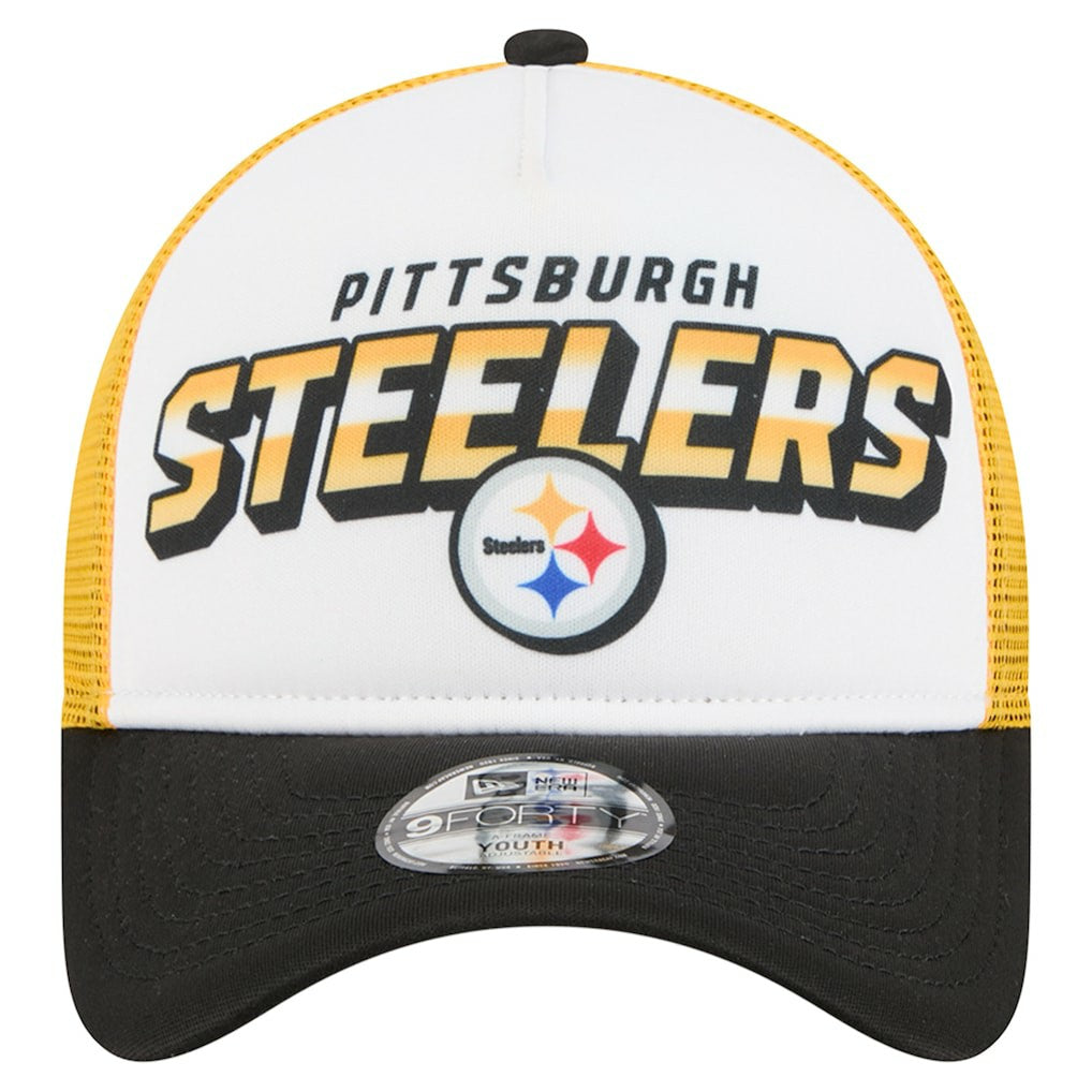 Pittsburgh Steelers New Era Youth Streak 9FORTY A-Frame Adjustable Hat - White/Black outlet