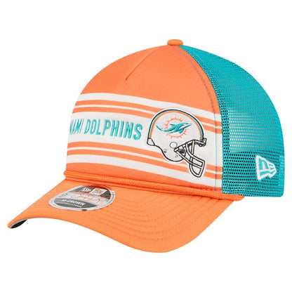 Miami Dolphins New Era Linear A-Frame 9FORTY Adjustable Hat - Orange for sale