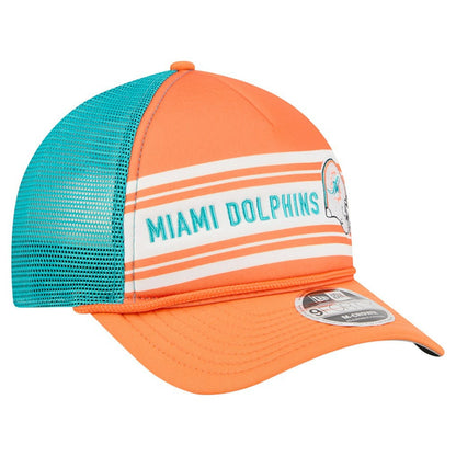 Miami Dolphins New Era Linear A-Frame 9FORTY Adjustable Hat - Orange for sale