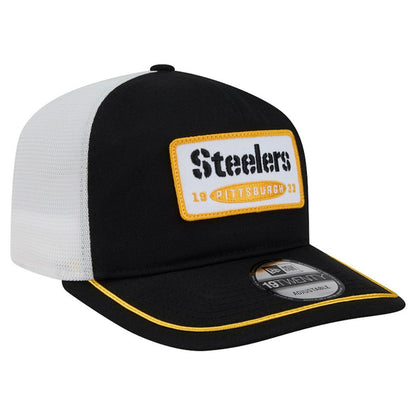 Pittsburgh Steelers New Era Patch 19TWENTY Adjustable Hat - Black/White discount