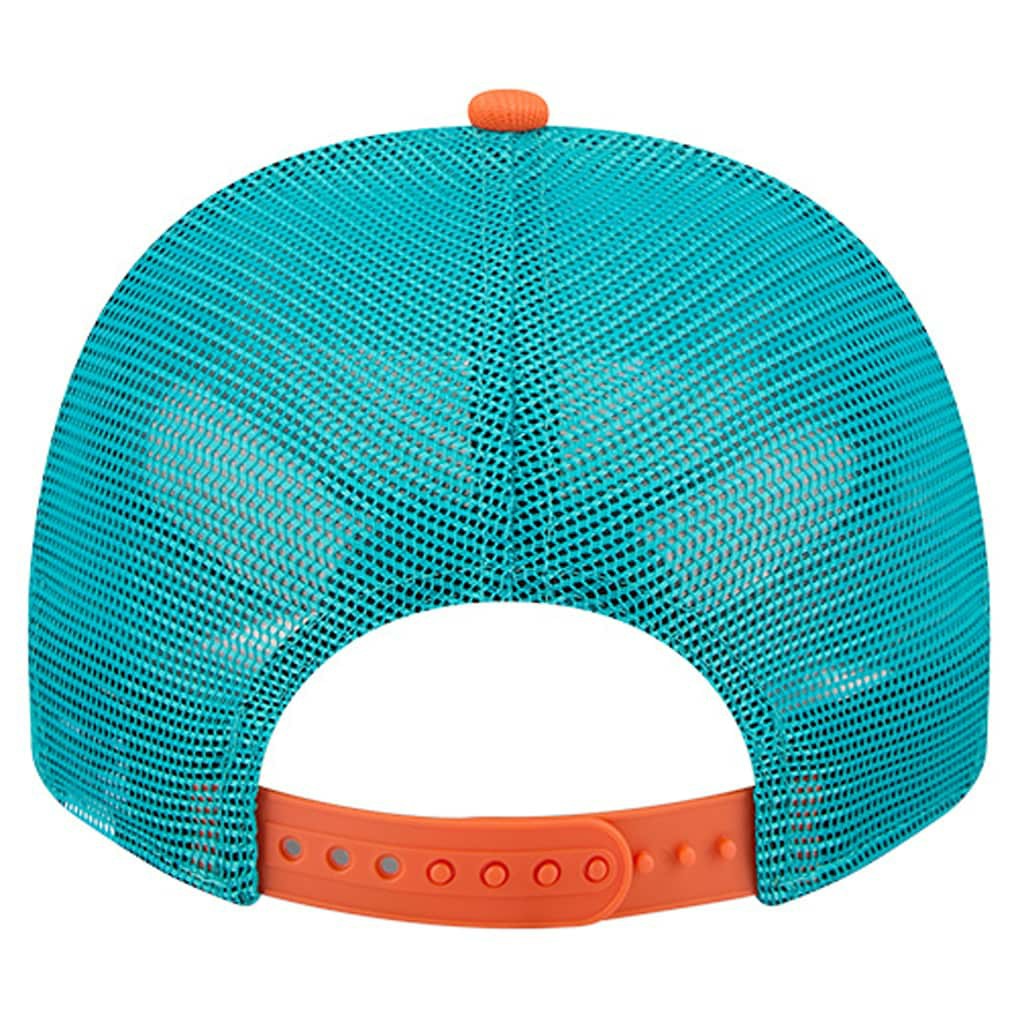 Miami Dolphins New Era Banner A-Frame 9FIFTY Trucker Snapback Hat - Cream/Aqua cheap