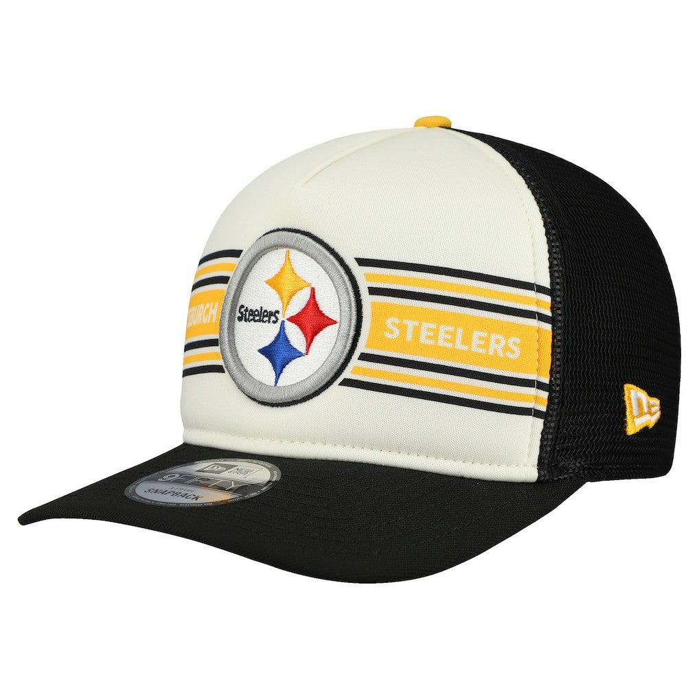 Pittsburgh Steelers New Era Banner A-Frame 9FIFTY Snapback Hat - Cream/Black cheap