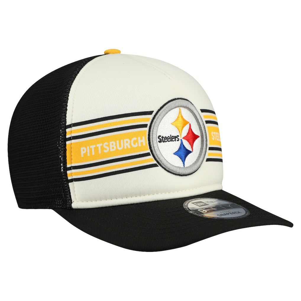 Pittsburgh Steelers New Era Banner A-Frame 9FIFTY Snapback Hat - Cream/Black cheap