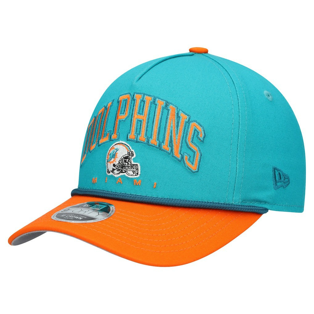 Miami Dolphins New Era Youth Arch COOLERA 9FORTY A-Frame Adjustable Hat - Aqua/Orange cheap