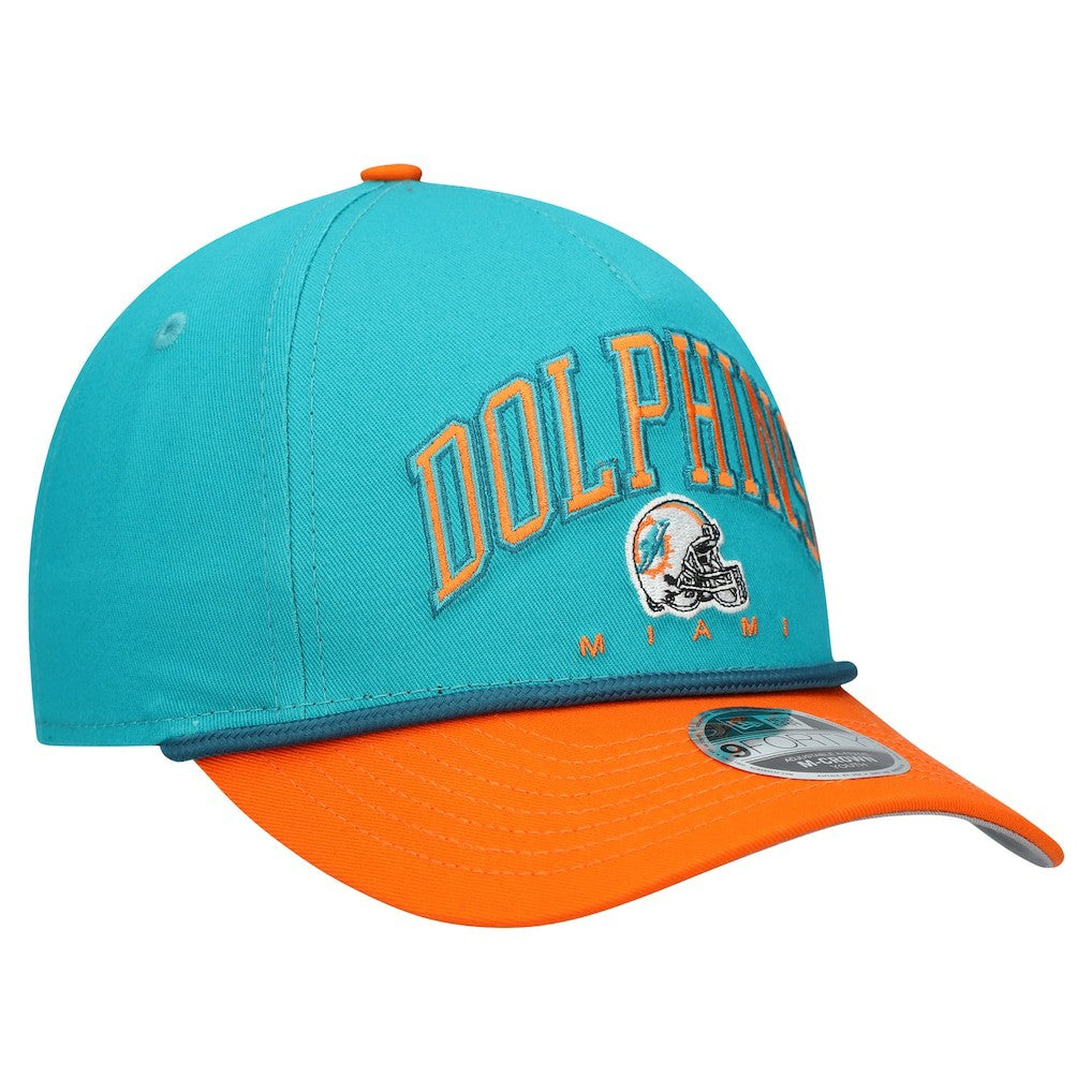 Miami Dolphins New Era Youth Arch COOLERA 9FORTY A-Frame Adjustable Hat - Aqua/Orange cheap
