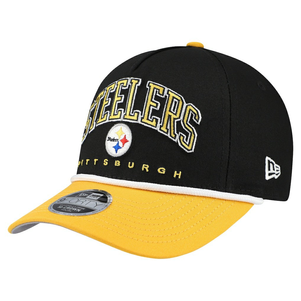 Pittsburgh Steelers New Era Youth Arch COOLERA 9FORTY A-Frame Adjustable Hat - Black/Gold cheap