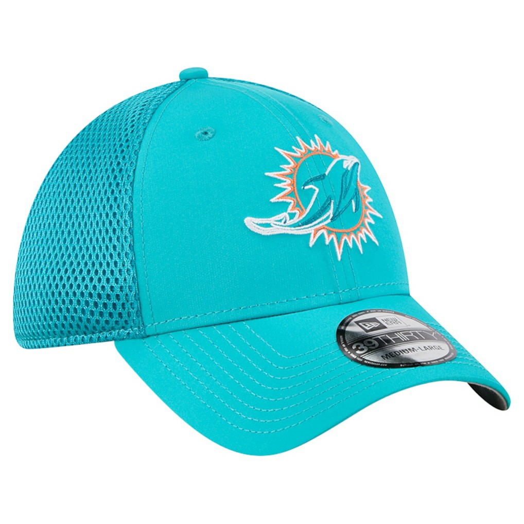 Miami Dolphins New Era Outline 39THIRTY Flex Hat - Aqua on sale