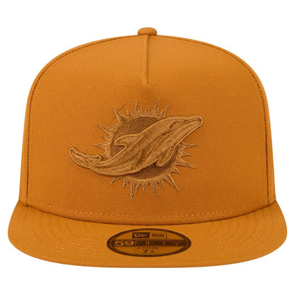 Miami Dolphins New Era Color Pack A-Frame 59FIFTY Fitted Hat - Brown cheap