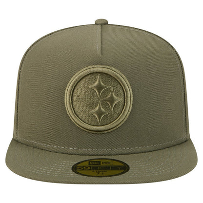 Pittsburgh Steelers New Era Color Pack A-Frame 59FIFTY Fitted Hat - Olive cheap