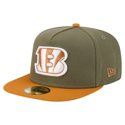 Cincinnati Bengals New Era Color Pack A-Frame 59FIFTY Fitted Hat - Olive/Brown discount