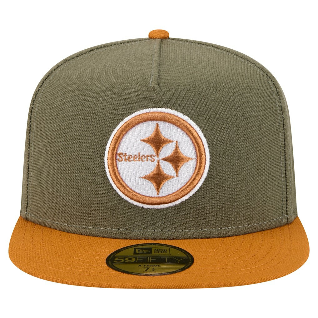 Pittsburgh Steelers New Era Color Pack A-Frame 59FIFTY Fitted Hat - Olive/Brown discount