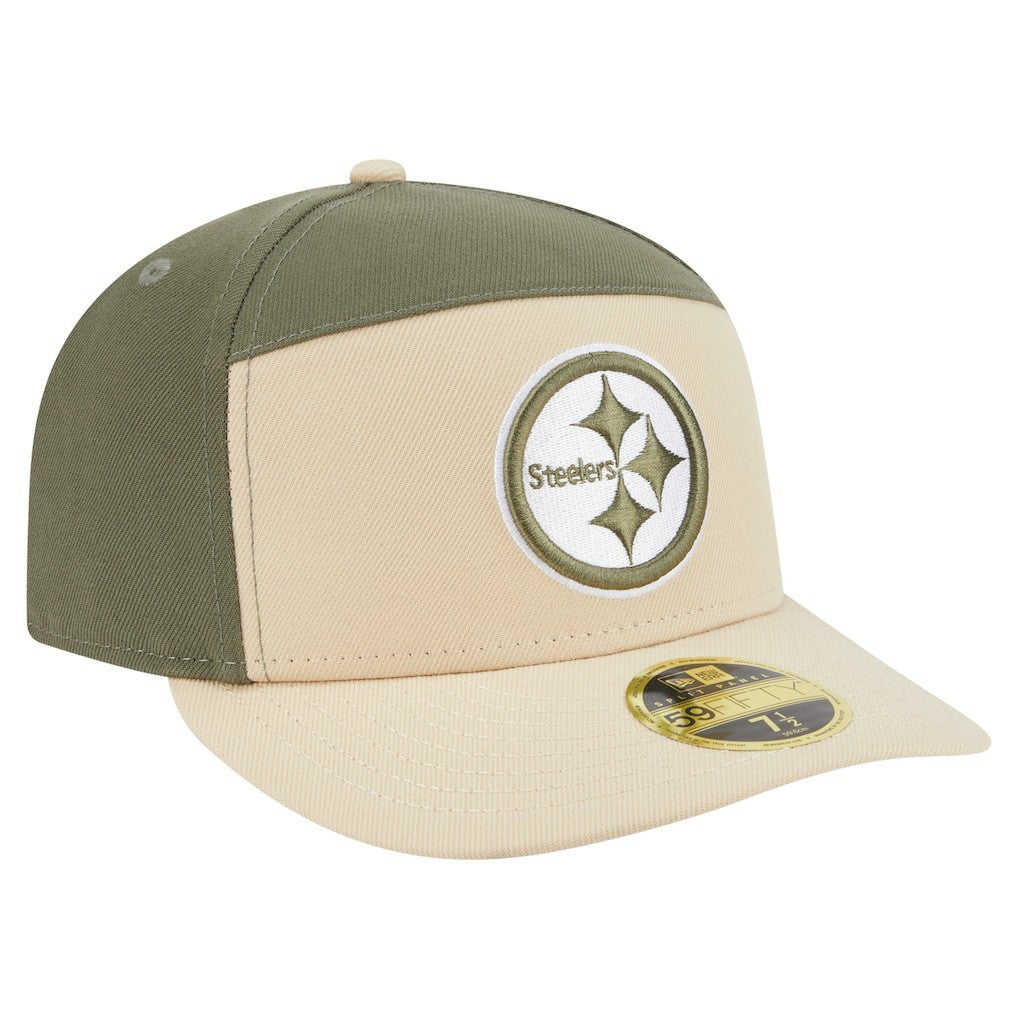 Pittsburgh Steelers New Era Two-Tone Color Pack Split Panel 59FIFTY Fitted Hat - Light Beige/Olive cheap