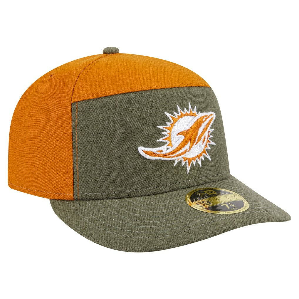 Miami Dolphins New Era Two-Tone Color Pack Split Panel 59FIFTY Fitted Hat - Olive/Brown sale