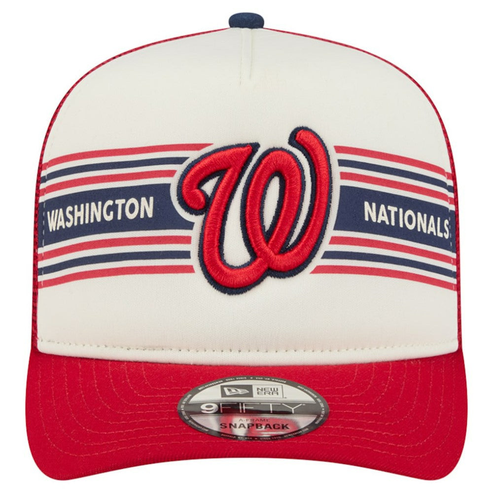 Washington Nationals Banner A-Frame 9FIFTY Trucker Snapback Hat - Cream/Red | New Era