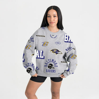 Baltimore Ravens Gameday Couture Women's Always On Repeat Fleece Sweatshirt - Heather Gray discount