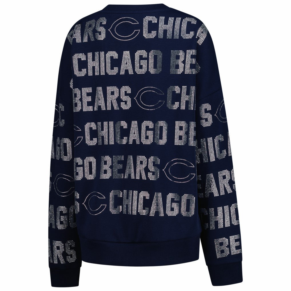 Chicago Bears Gameday Couture Women's Oversized Hype Era Rhinestone Text Sweatshirt - Navy outlet