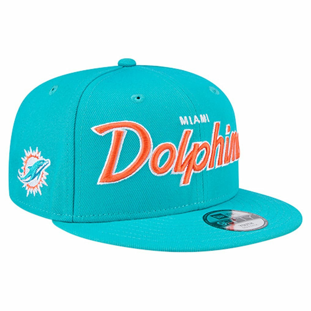 Miami Dolphins New Era Youth Main Script 9FIFTY Snapback Hat - Aqua outlet