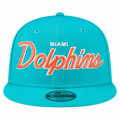 Miami Dolphins New Era Youth Main Script 9FIFTY Snapback Hat - Aqua outlet