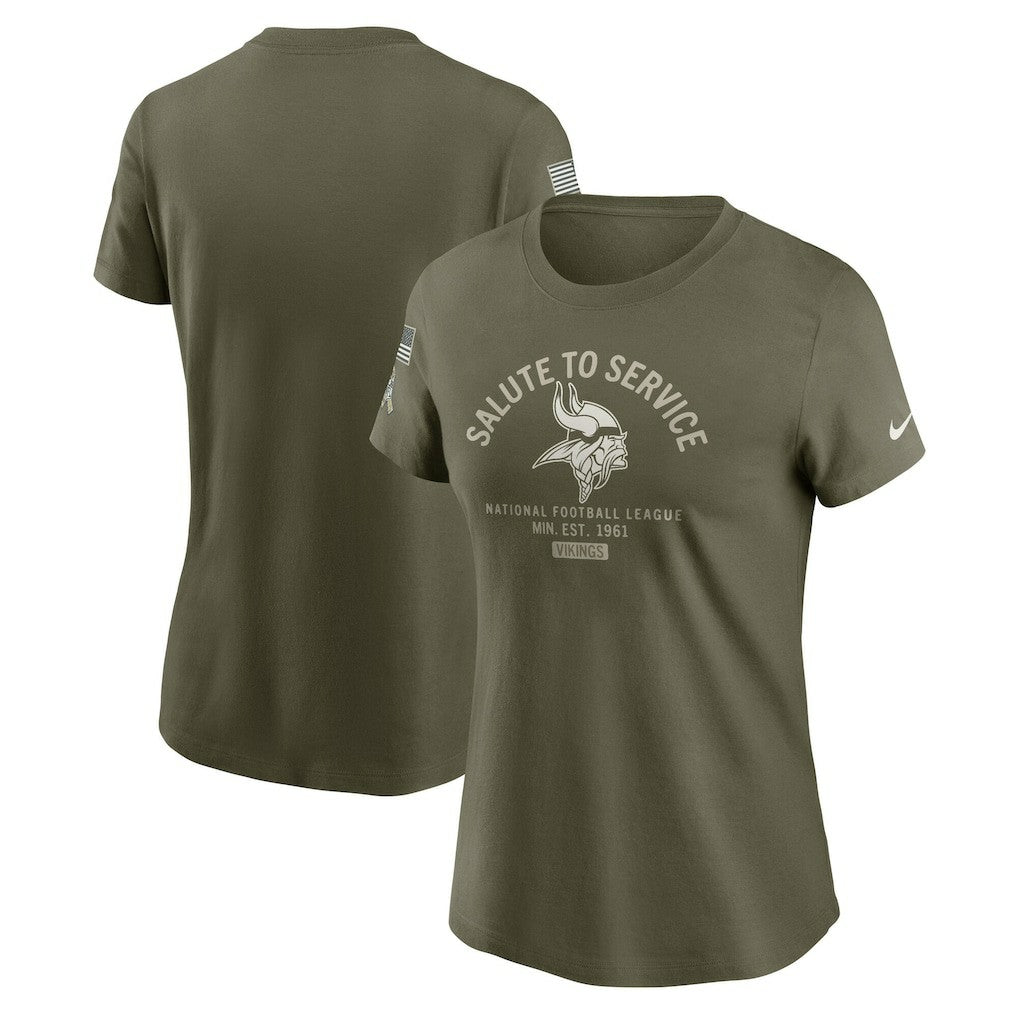 Minnesota Vikings Women's 2025 Salute to Service Sideline T-Shirt - Olive | Nike sale