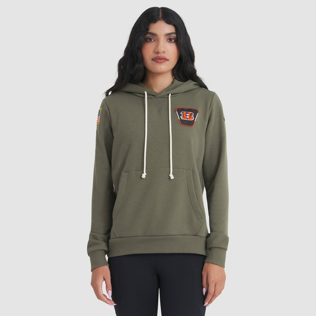 Cincinnati Bengals Women's 2025 Salute to Service Sideline Standard Issue Dri-FIT Hoodie - Olive | Nike for sale