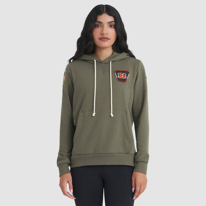Cincinnati Bengals Women's 2025 Salute to Service Sideline Standard Issue Dri-FIT Hoodie - Olive | Nike for sale