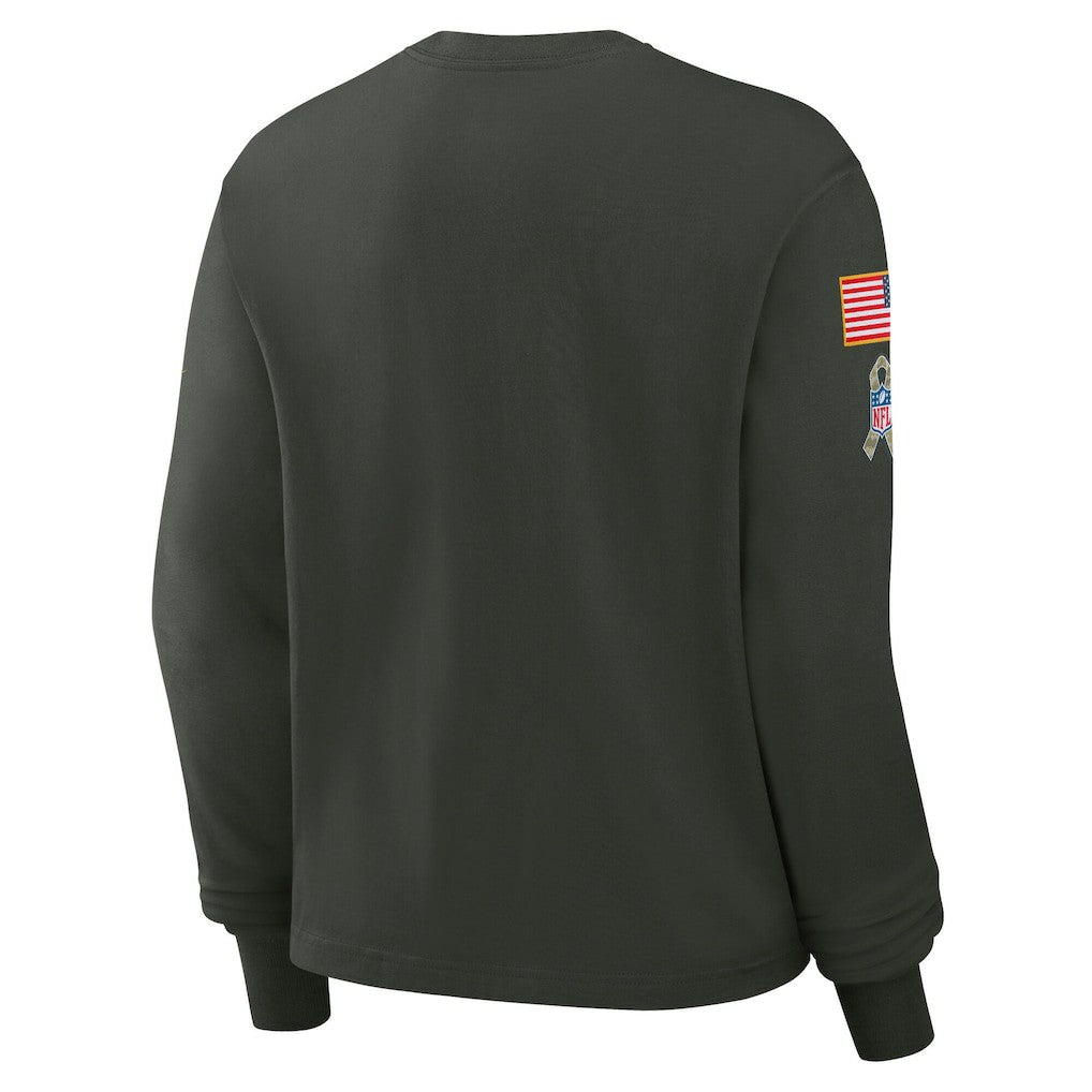 Cleveland Browns Women's 2025 Salute to Service Sideline Dri-FIT Long Sleeve T-Shirt - Dark Green | Nike on sale