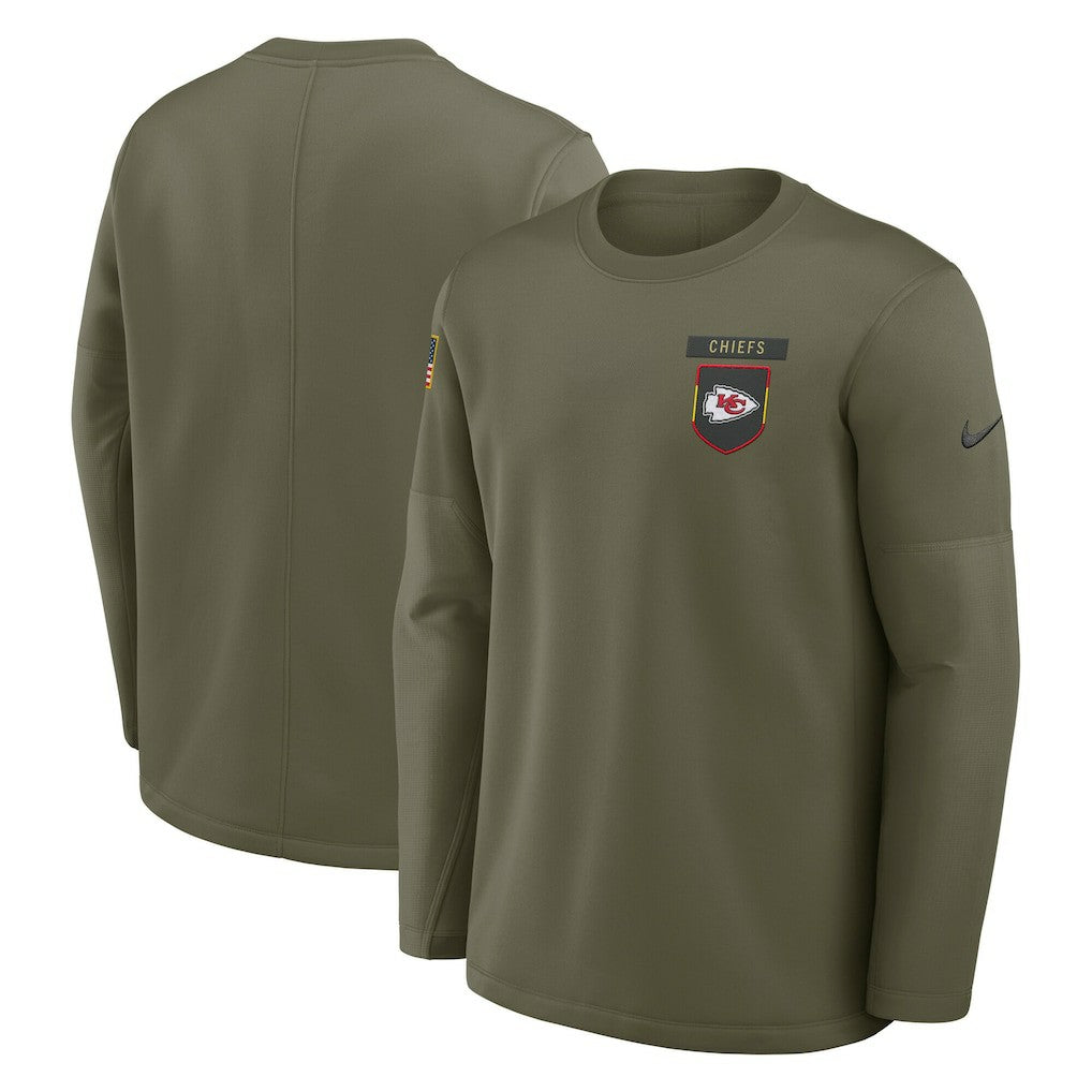 Kansas City Chiefs 2025 Salute to Service Sideline Coaches Therma-FIT Long Sleeve Shirt - Olive | Nike online