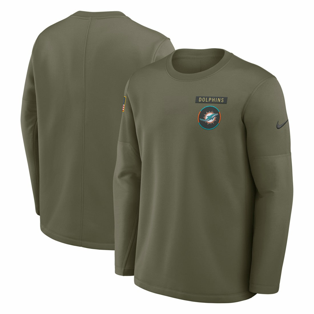Miami Dolphins 2025 Salute to Service Sideline Coaches Therma-FIT Long Sleeve Shirt - Olive | Nike on sale