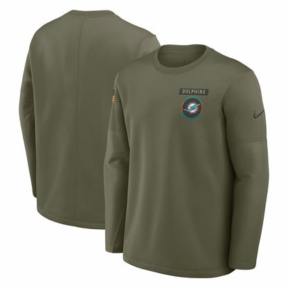 Miami Dolphins 2025 Salute to Service Sideline Coaches Therma-FIT Long Sleeve Shirt - Olive | Nike on sale