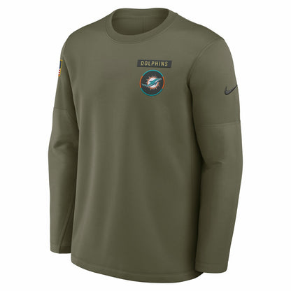 Miami Dolphins 2025 Salute to Service Sideline Coaches Therma-FIT Long Sleeve Shirt - Olive | Nike on sale