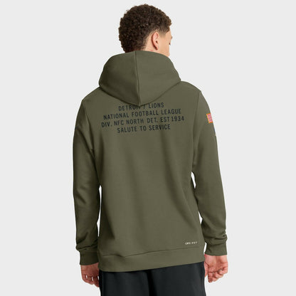 Detroit Lions Big & Tall 2025 Salute to Service Sideline Dominant Force Dri-FIT Hoodie - Olive | Nike outlet