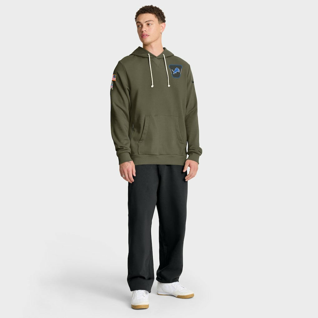 Detroit Lions Big & Tall 2025 Salute to Service Sideline Dominant Force Dri-FIT Hoodie - Olive | Nike outlet