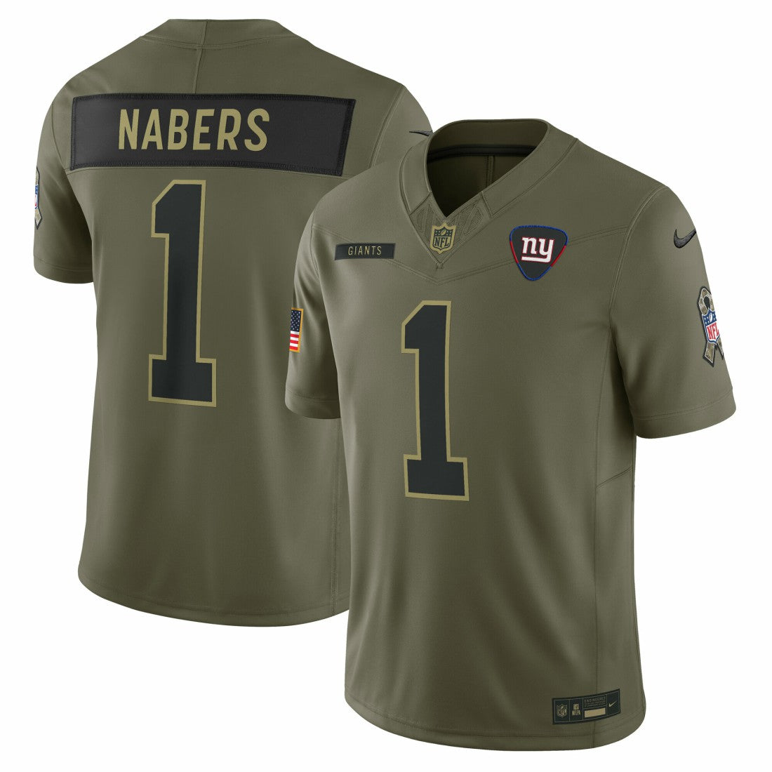 Malik Nabers New York Giants 2025 Salute to Service Limited Jersey - Olive | Nike on sale