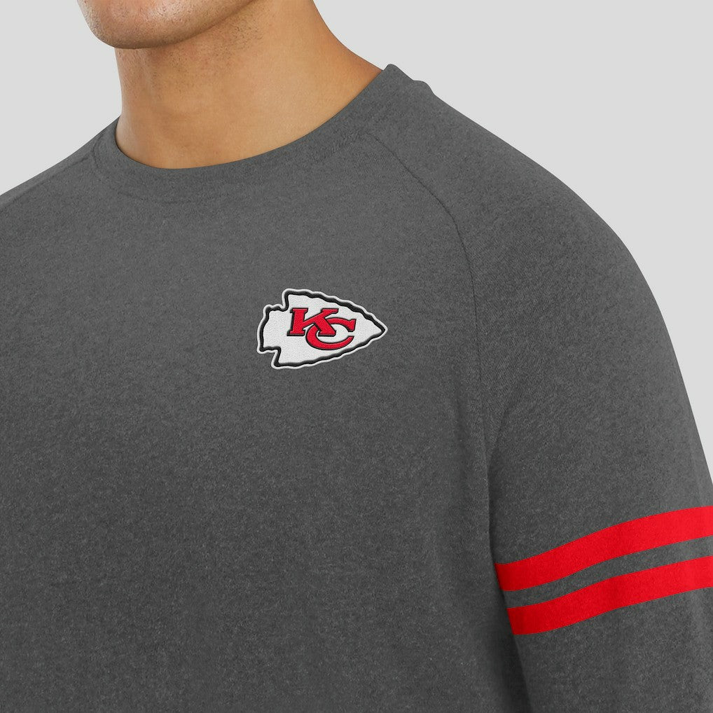 Kansas City Chiefs J. Palmer Players Lounge Raglan Tri-Blend Sweatshirt - Dark Heather Gray on sale