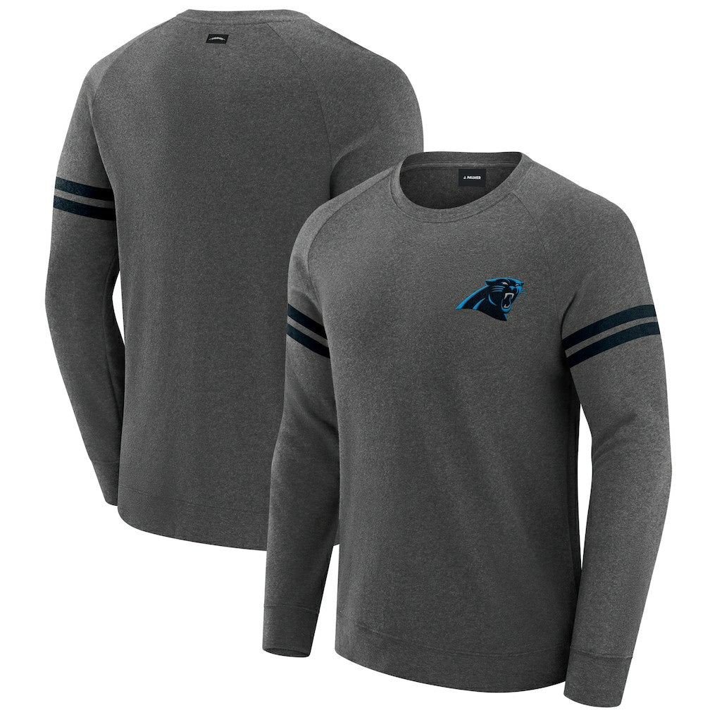 Carolina Panthers J. Palmer Players Lounge Raglan Tri-Blend Sweatshirt - Dark Heather Gray cheap