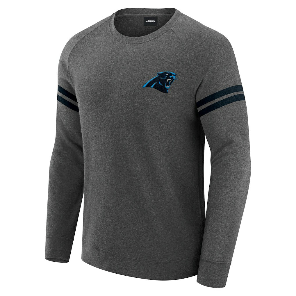 Carolina Panthers J. Palmer Players Lounge Raglan Tri-Blend Sweatshirt - Dark Heather Gray cheap
