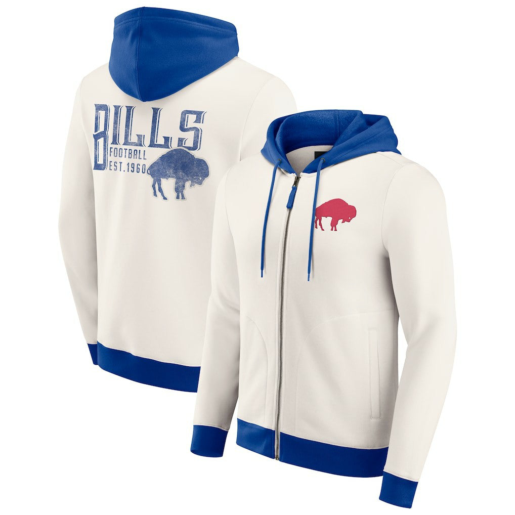 Buffalo Bills Darius Rucker Collection Distressed Graphics Full-Zip Hoodie - Cream for sale