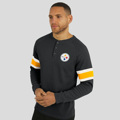 Pittsburgh Steelers Darius Rucker Collection Waffle-Knit Raglan Long Sleeve Henley T-Shirt - Black online