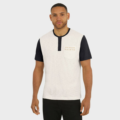 New Orleans Saints Darius Rucker Collection Henley Colorblock Slub Pocket T-Shirt - Cream sale