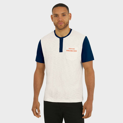 Denver Broncos Darius Rucker Collection Henley Colorblock Slub Pocket T-Shirt - Cream discount