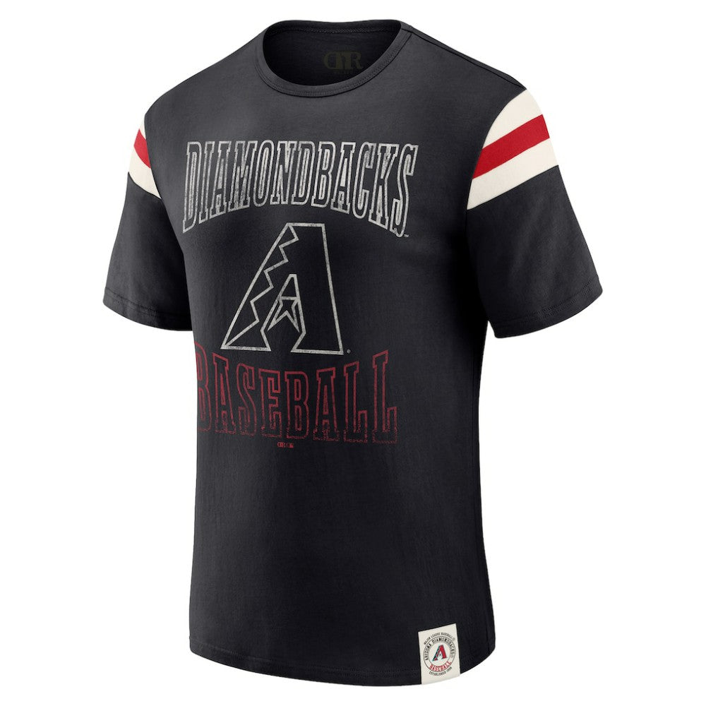Arizona Diamondbacks Darius Rucker Collection Distressed Sleeve Stripe T-Shirt - Black
