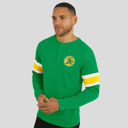 Athletics Darius Rucker Collection Waffle-Knit Raglan Long Sleeve Henley T-Shirt - Green