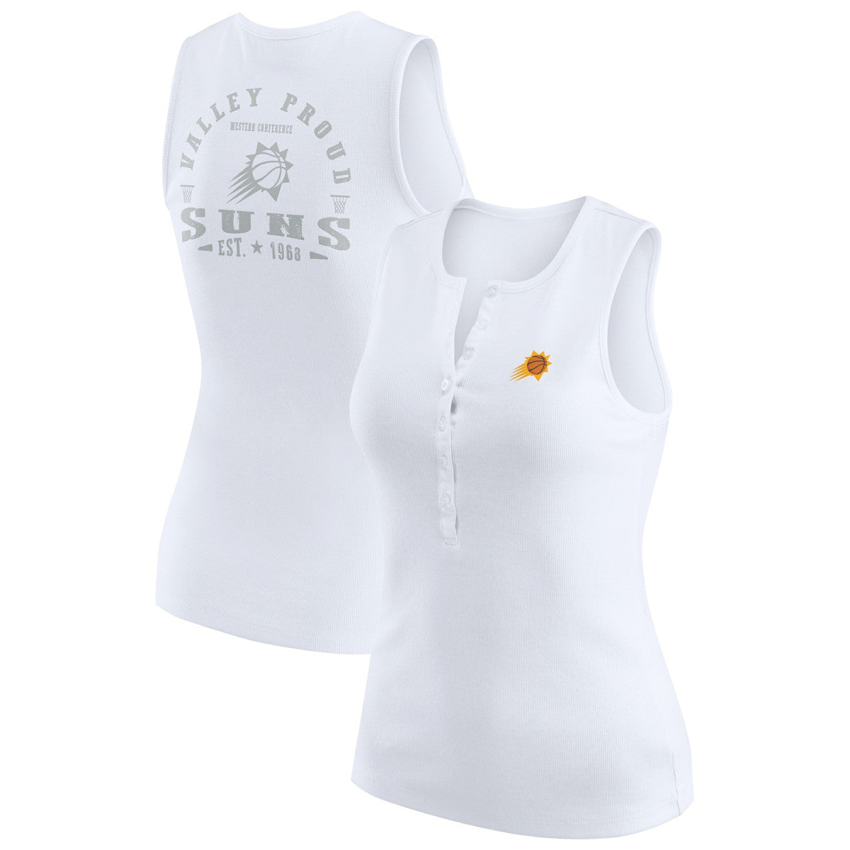 Phoenix Suns WEAR by Erin Andrews Women's Rib-Knit Henley Tank Top - White online