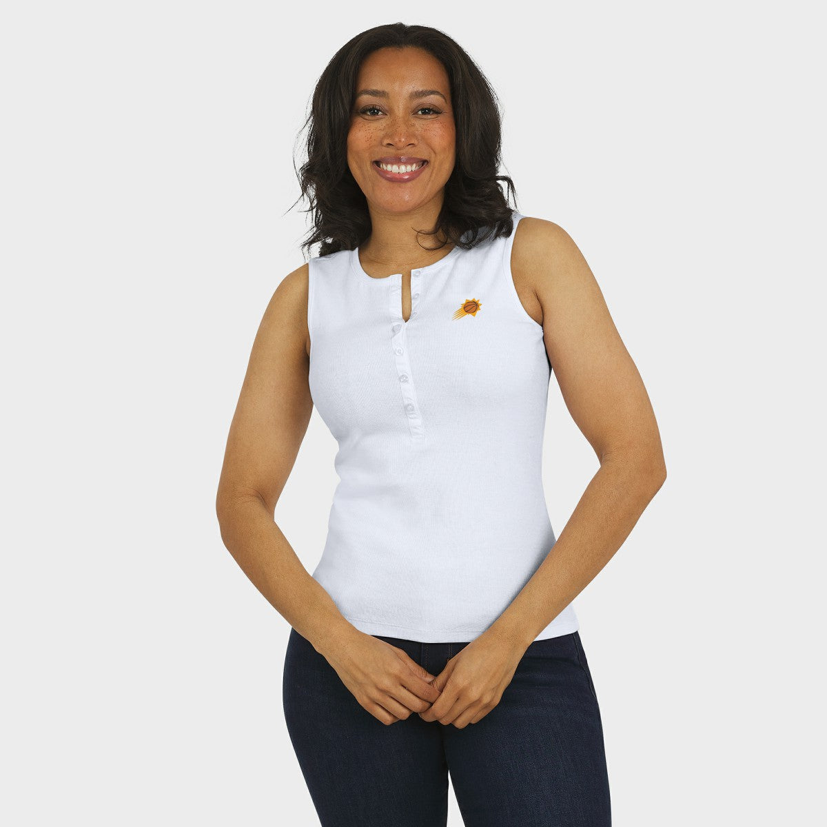 Phoenix Suns WEAR by Erin Andrews Women's Rib-Knit Henley Tank Top - White online