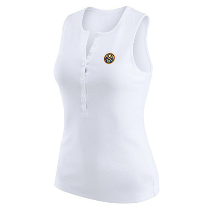 Denver Nuggets WEAR by Erin Andrews Women's Rib-Knit Henley Tank Top sale - White discount