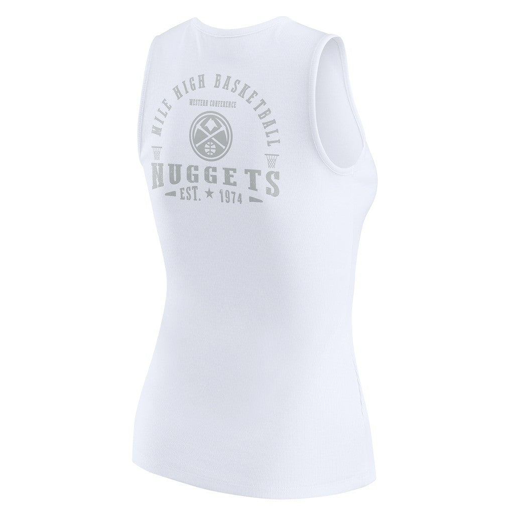 Denver Nuggets WEAR by Erin Andrews Women's Rib-Knit Henley Tank Top sale - White discount