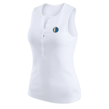 Dallas Mavericks WEAR by Erin Andrews Women's Rib-Knit Henley Tank Top sale - White on sale